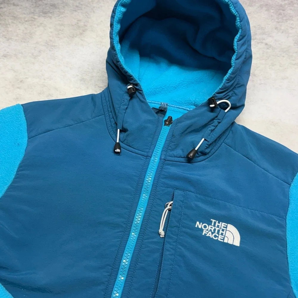 The North Face Denali 2 Hooded Fleece Jacket Womens Medium Blue Full Zip‎ Hoodie